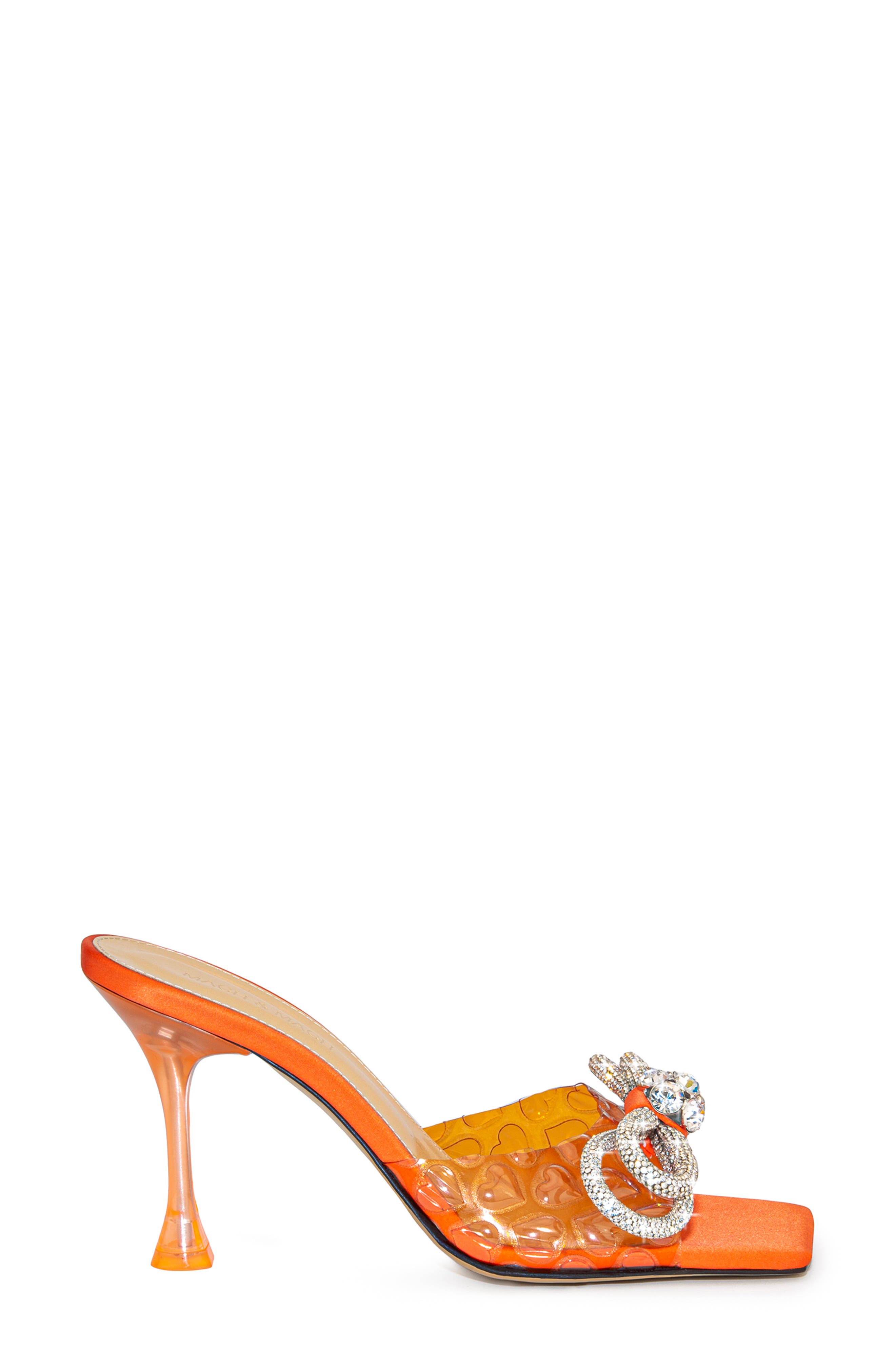 Mach & Mach Hearts Crystal Double Bow Square Toe Slide Sandal, Alternate, color, 