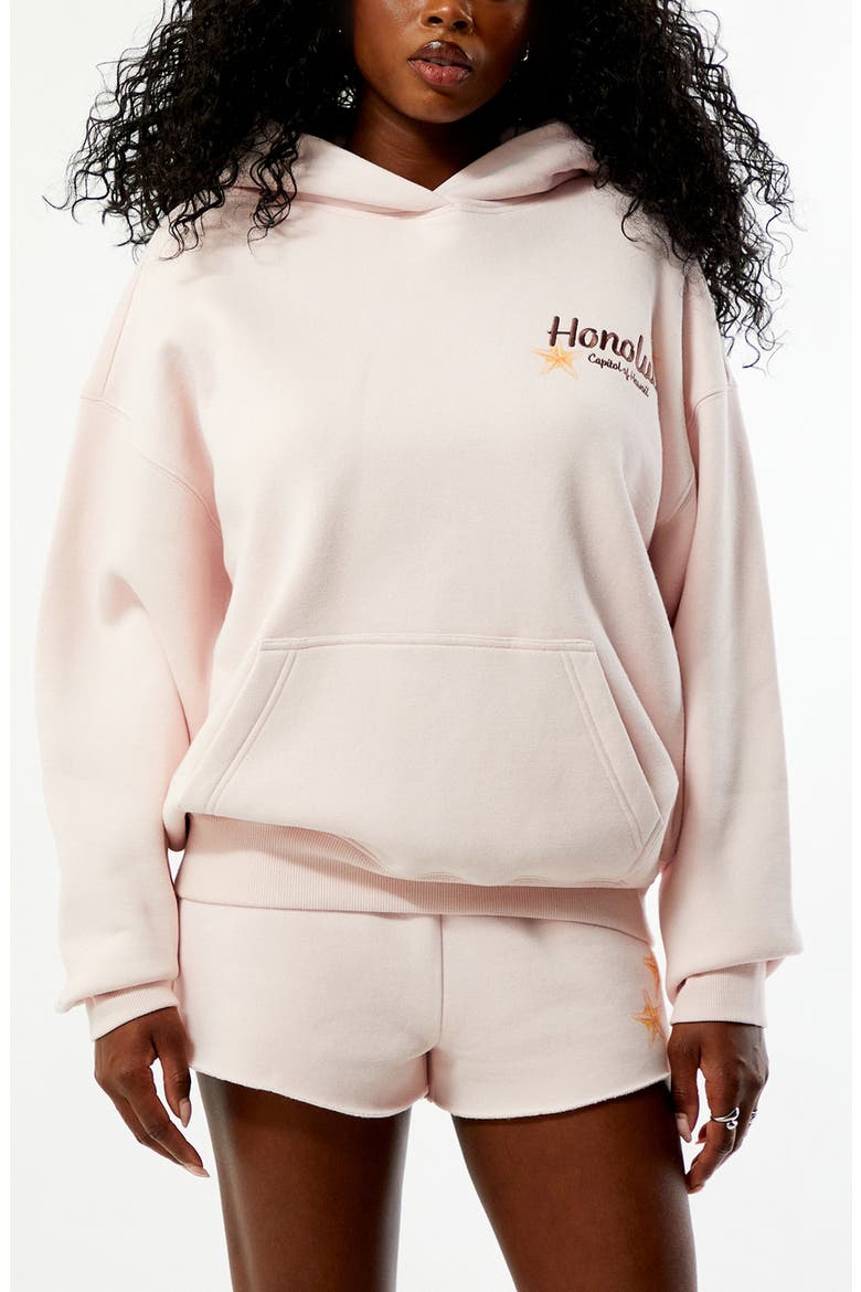 Honolulu Graphic Print Hoodie, Main, color, LIGHT PINK