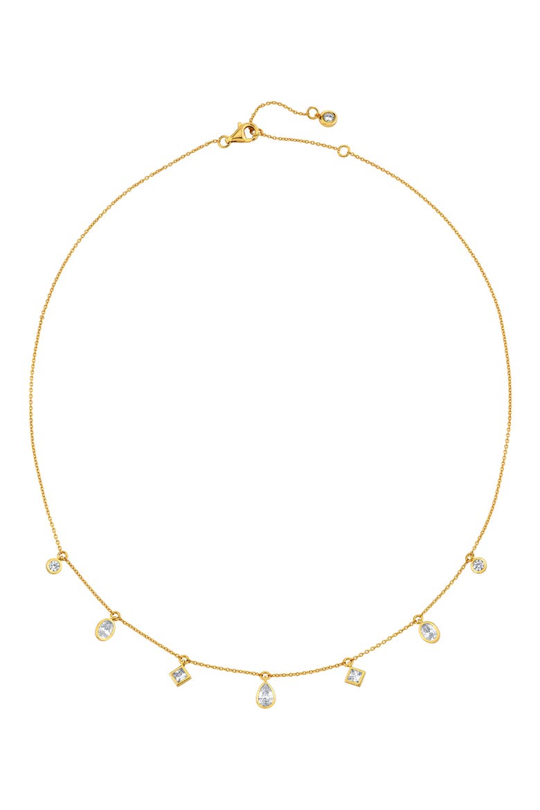 Multicut Station Pendant Necklace, Alternate, color, 18KT YELLOW GOLD / CLEAR STONE