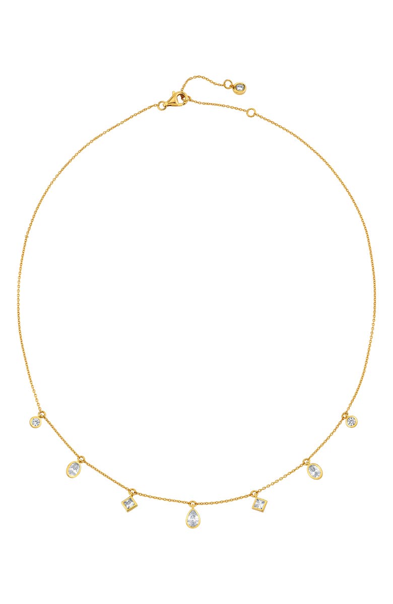 Crislu Multicut Station Pendant Necklace, Alternate, color, 18Kt Yellow Gold / Clear Stone