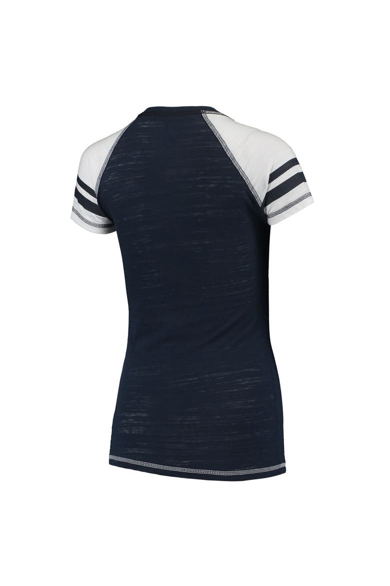 Women's Soft as a Grape Navy Milwaukee Brewers Color Block V-Neck T-Shirt, Alternate, color, Navy
