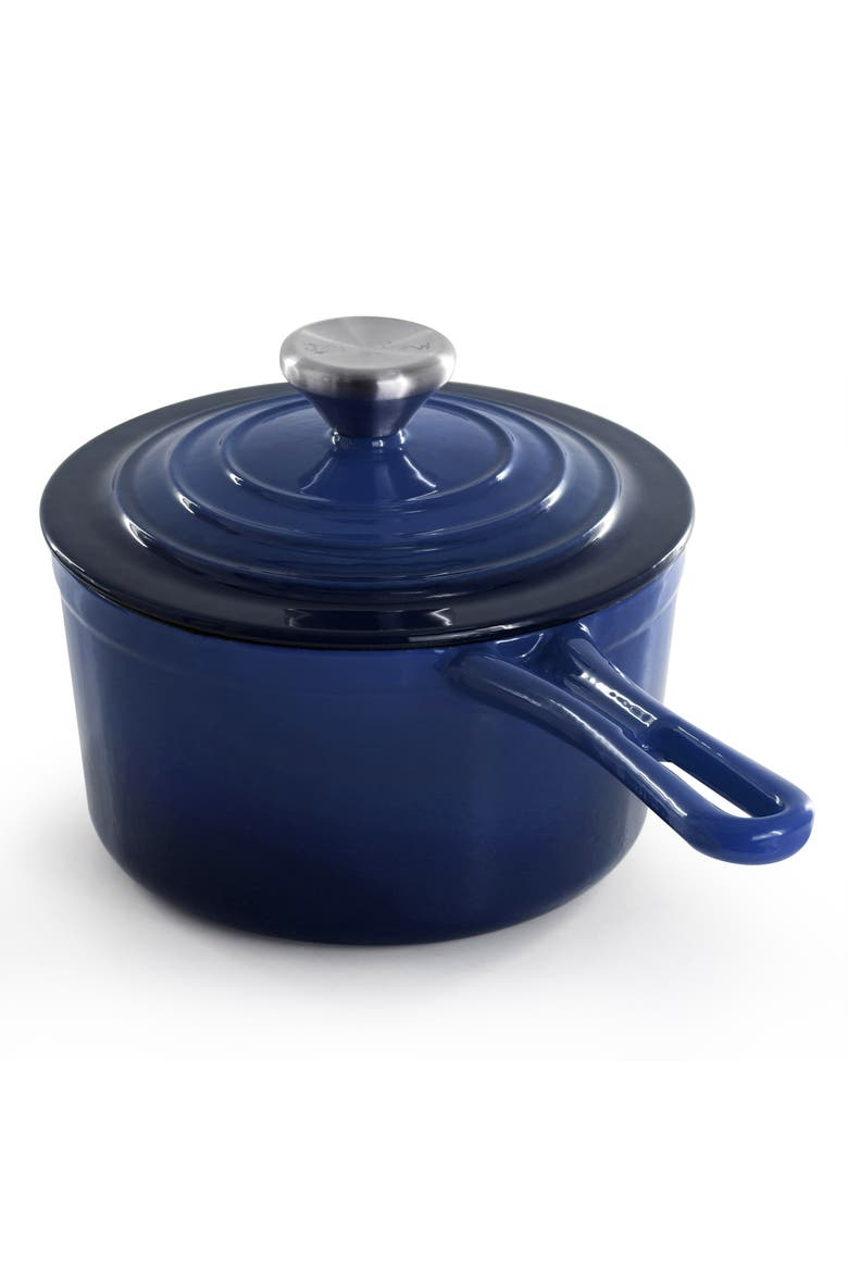 2 Quart Enameled Cast Iron Sauce Pan, Alternate, color, Dark Blue