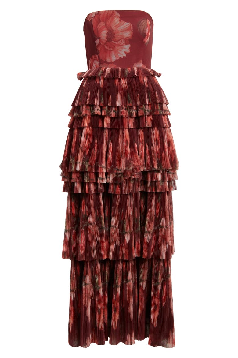 Nalina Tiered Strapless Maxi Dress, Alternate, color, WINE VINING PAINTED FLORAL
