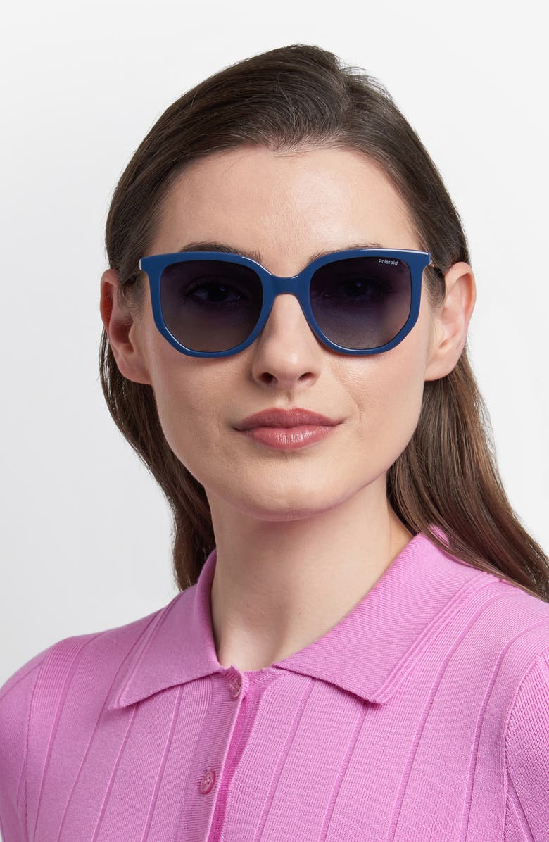 Polaroid 51mm Gradient Square Sunglasses, Alternate, color, Blue/ Blue Sf Polar
