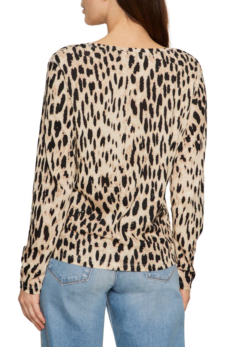 Print Split Neck Knit Top, Alternate, color, GENTLE LEO