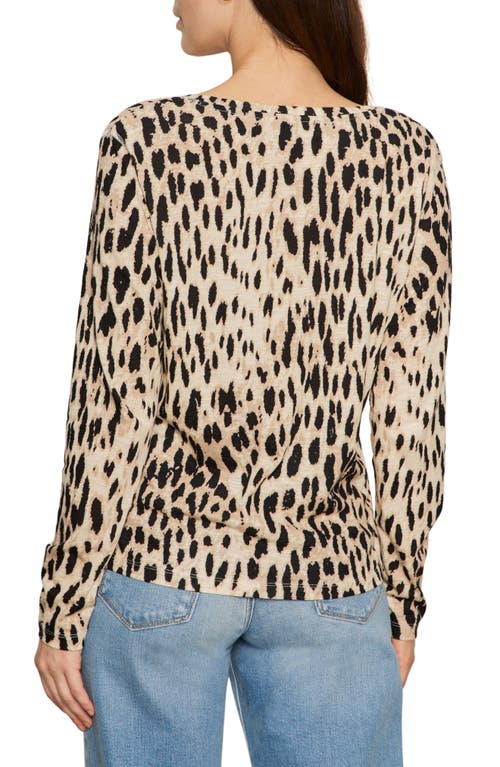 Sanctuary Print Split Neck Knit Top In Gray