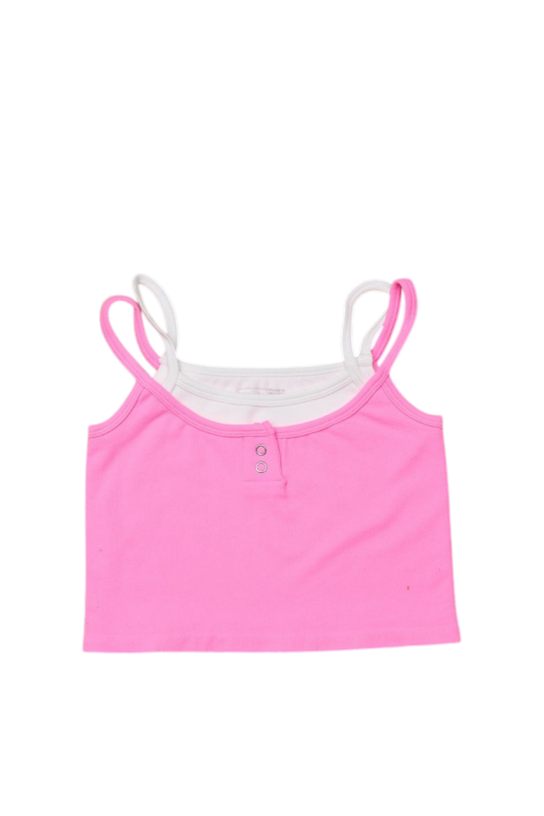 Double Layer Crop Ribbed Cami w/ Snaps, Main, color, Malibu Pink