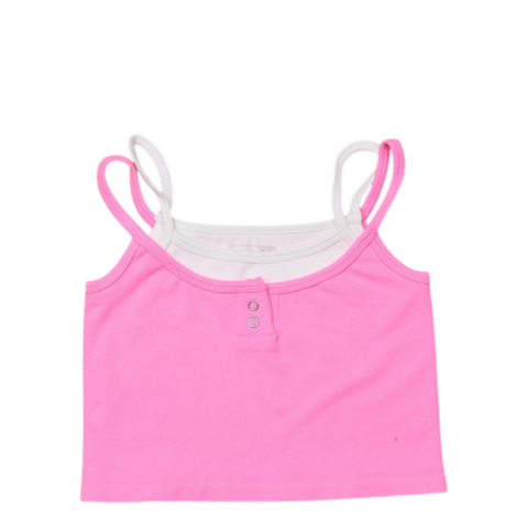 Double Layer Crop Ribbed Cami w/ Snaps