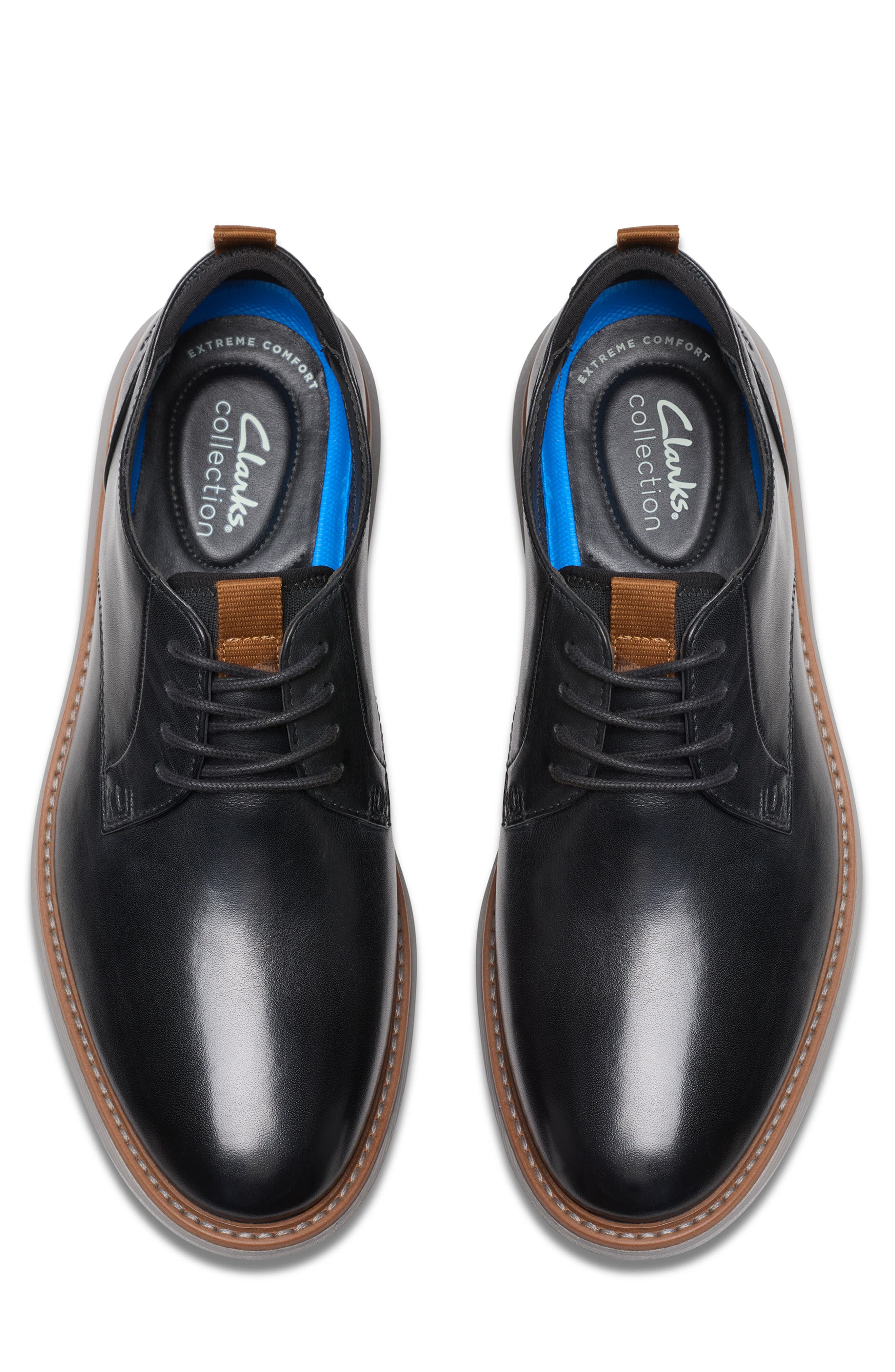Clarks<sup>®</sup> Brantin Plain Toe Derby, Alternate, color, Black Leather