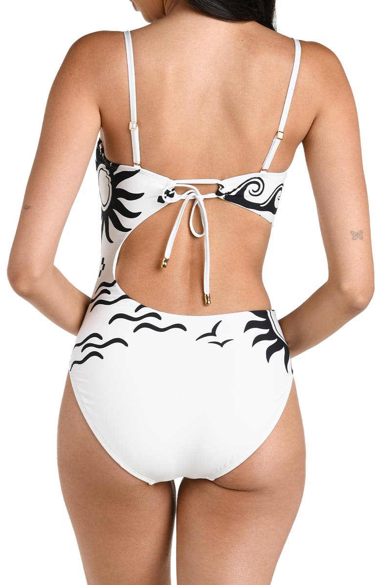 La Blanca Waves of Rio Cutout Bandeau One-Piece Swimsuit, Alternate, color, 