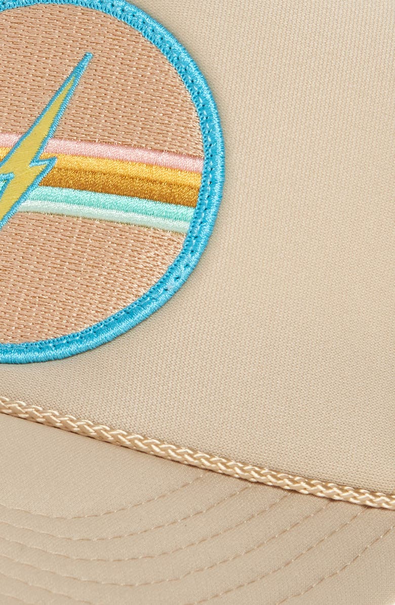 Friday Feelin’ Embroidered Patch Trucker Hat, Alternate, color, Tan