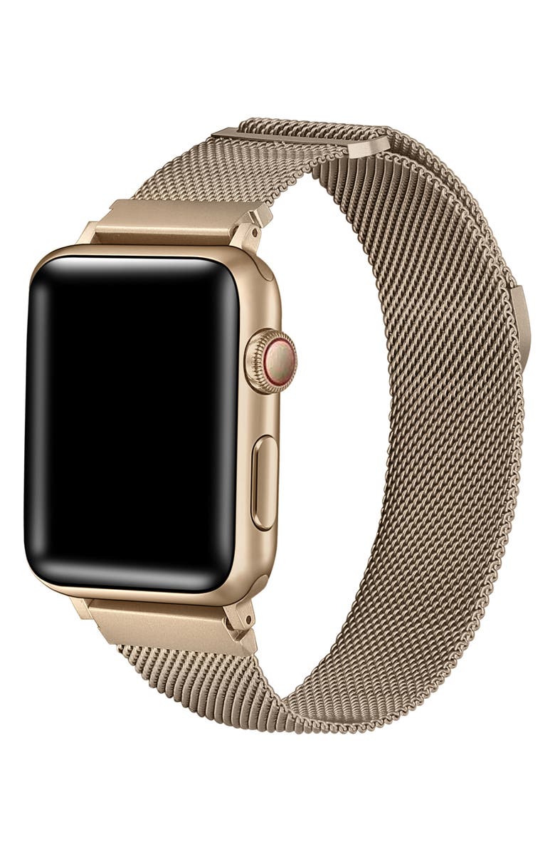 The Posh Tech Stainless Steel Apple Watch<sup>®</sup> Bracelet Watch Band, Alternate, color, Gold