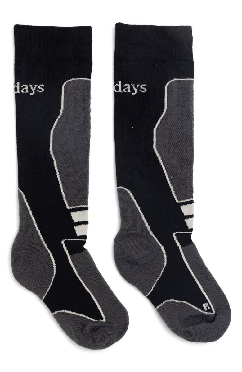 Halfdays Light Cushion Ski Merino Wool Blend Crew Socks, Alternate, color, Black