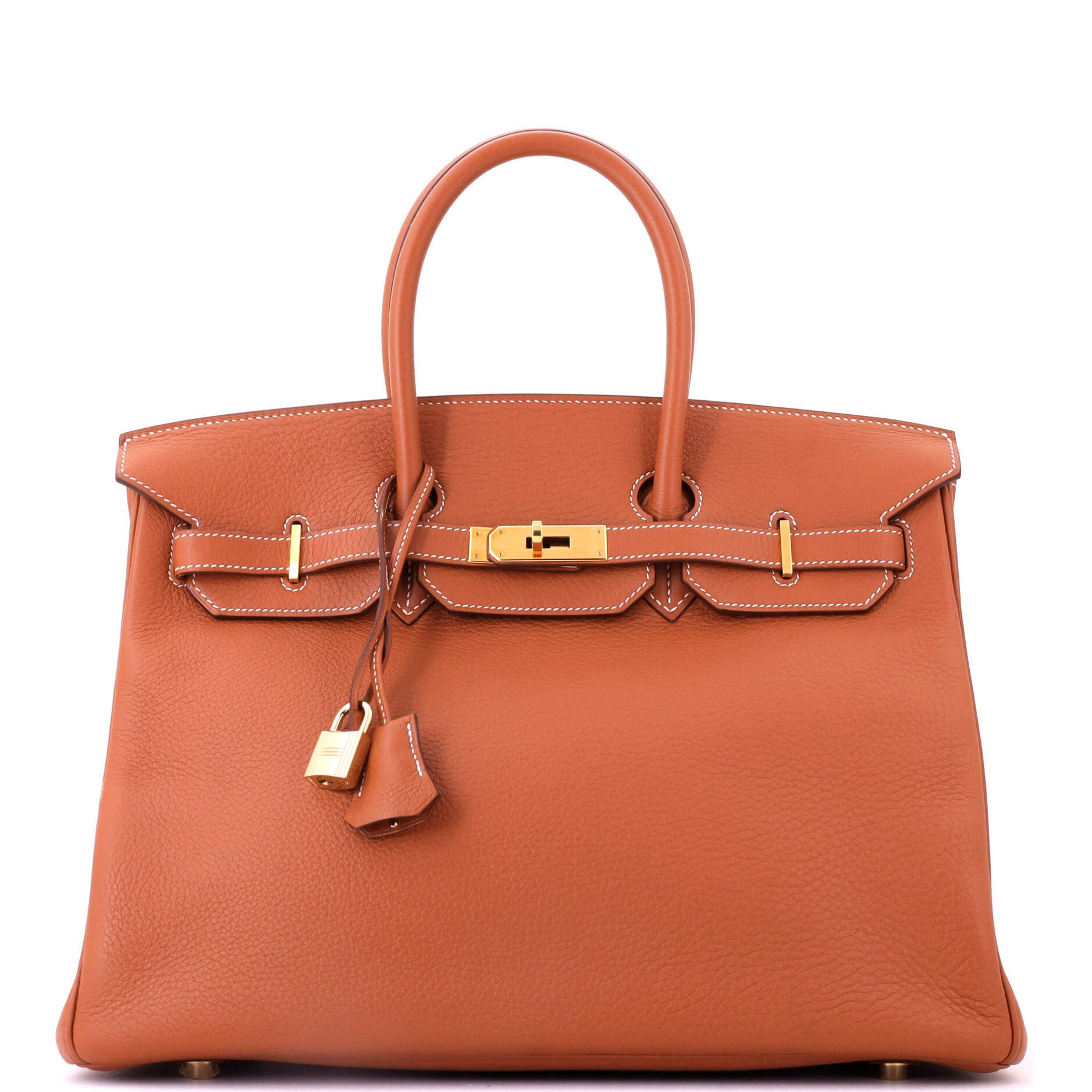 Birkin Handbag Brown Clemence with Gold Hardware 35, Main, color, Etrusque
