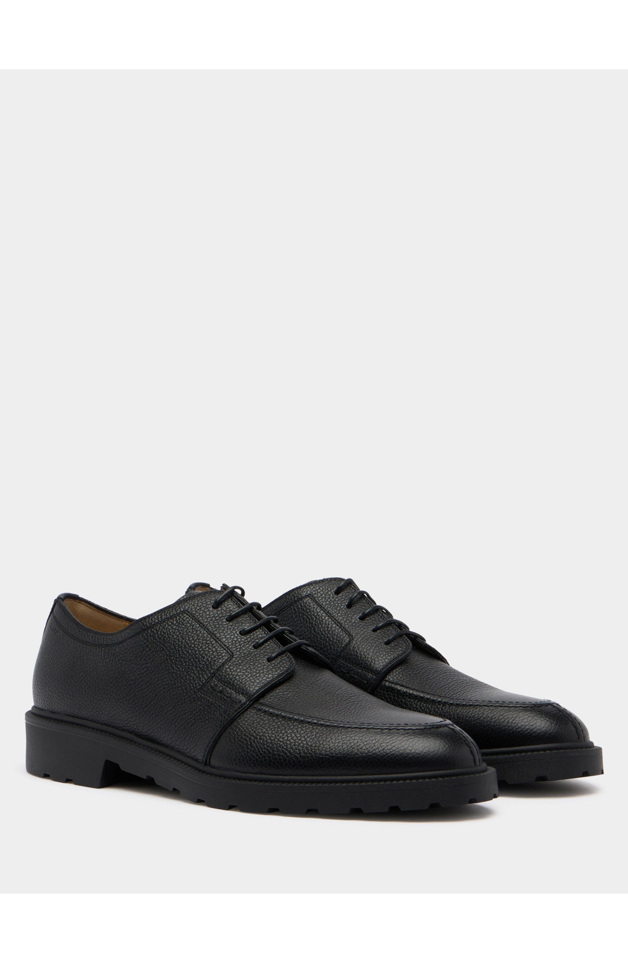 Bally Eduard Derby in Grained Leather, Alternate, color, Black