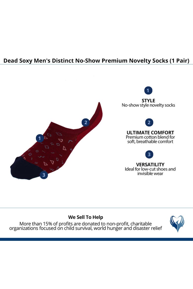 Men's Distinct No-Show Premium Novelty Socks, Alternate, color, Red