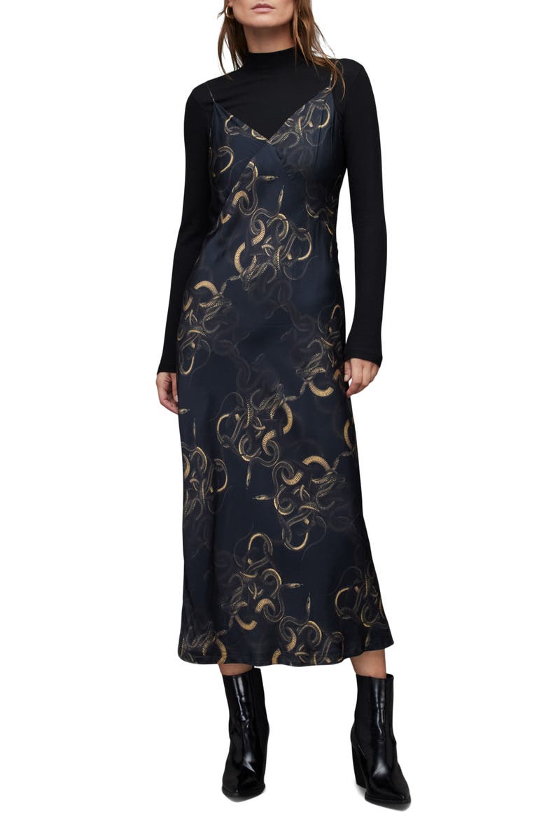Melody Tempest Midi Slipdress, Alternate, color, BLACK