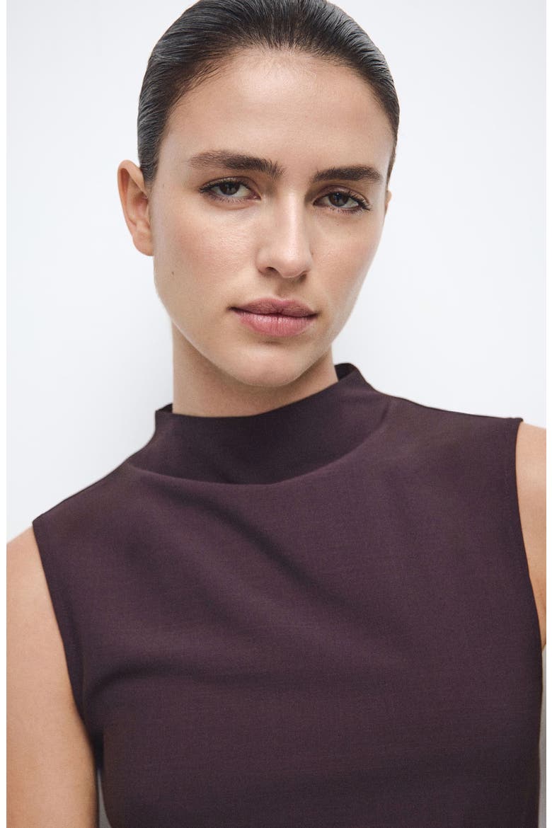 Mock Neck Midi Dress, Alternate, color, WINE