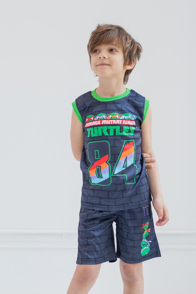 Tee Tank and Shorts Set, Alternate, color, Green Black