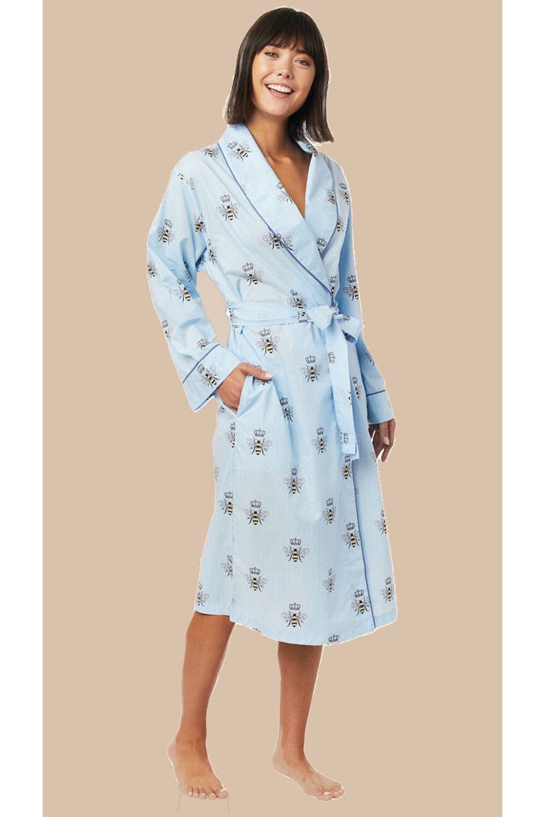 Flannel Shawl Collar Robe, Main, color, Queen Bee Blue