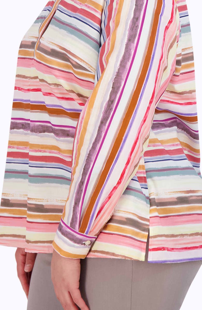 Foxcroft Sophia Abstract Stripe Cotton Tunic Top, Alternate, color, Multi Stripe