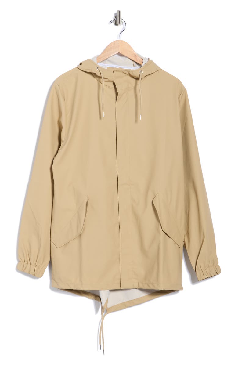 Rains Fishtail Hooded Waterproof Rain Jacket, Alternate, color, Sand