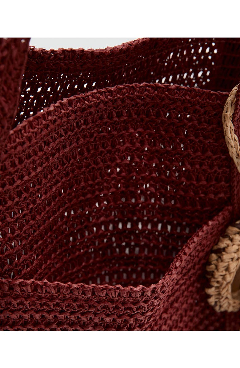 MANGO Natural Fiber Tote, Alternate, color, Burgundy