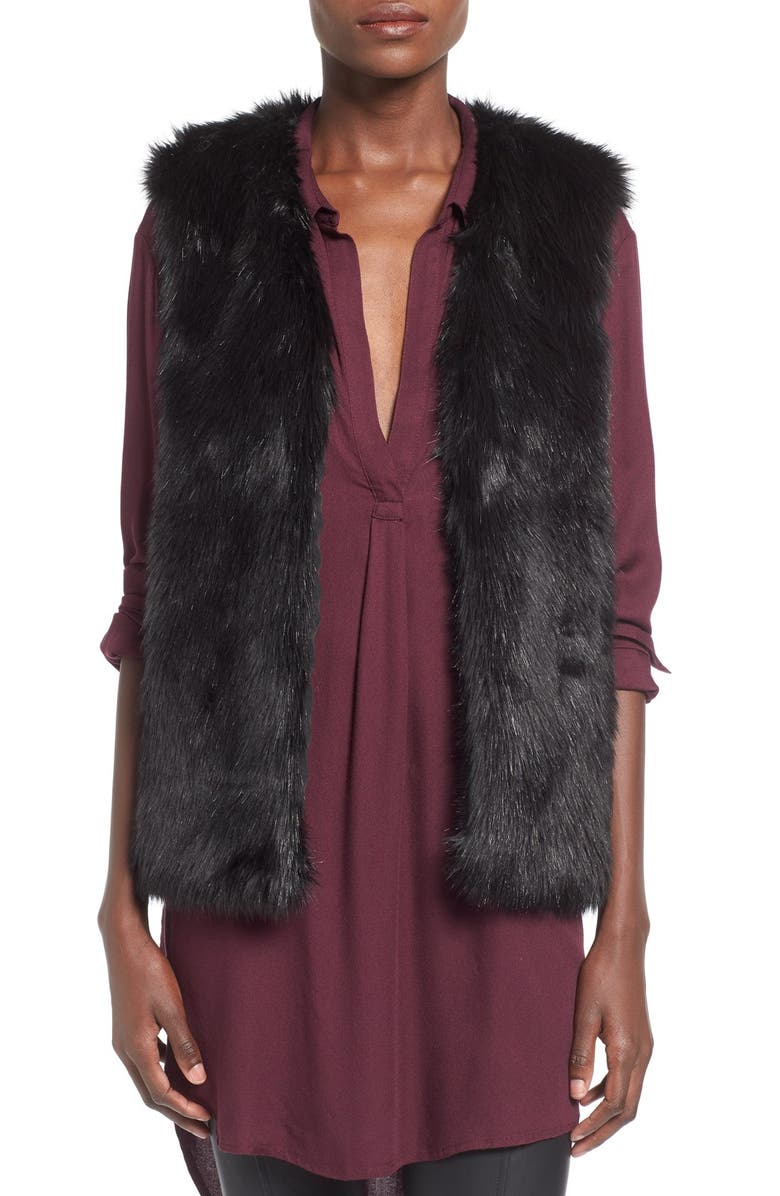WAYF Faux Fur Vest, Main, color, 
