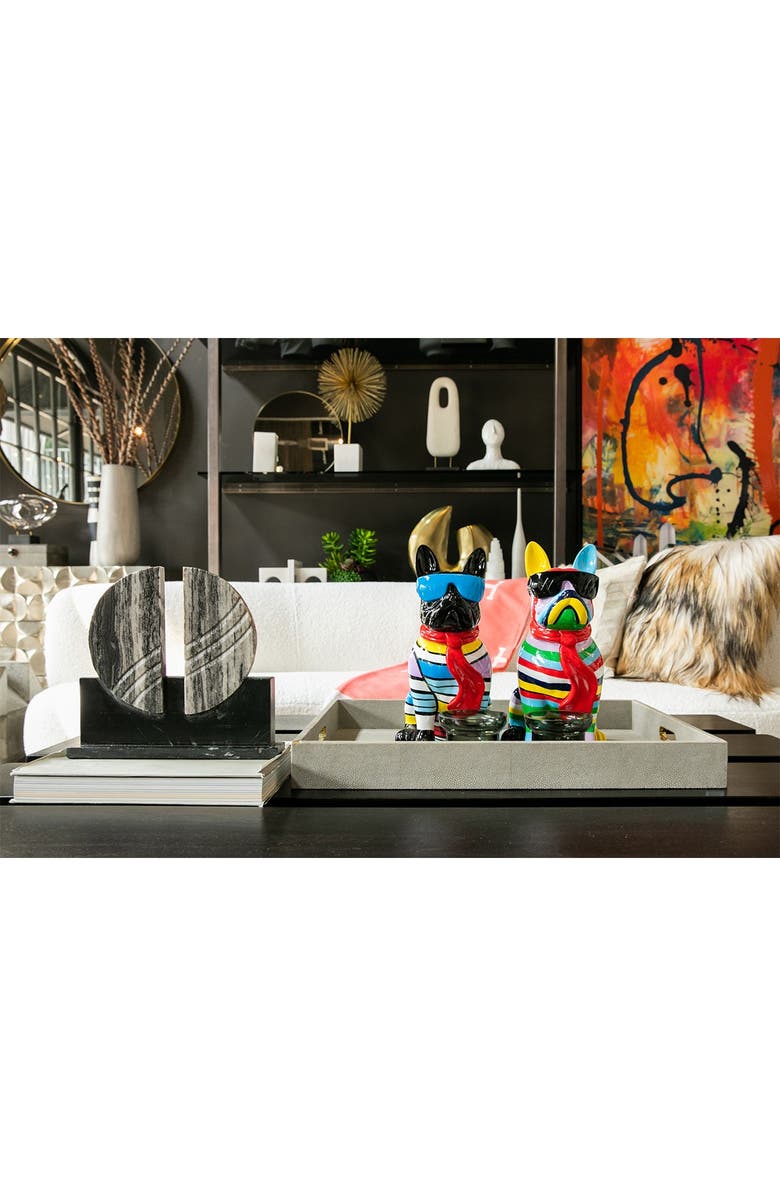 INTERIOR ILLUSIONS Stripe Dog with Black Glasses, Alternate, color, Multi-Color