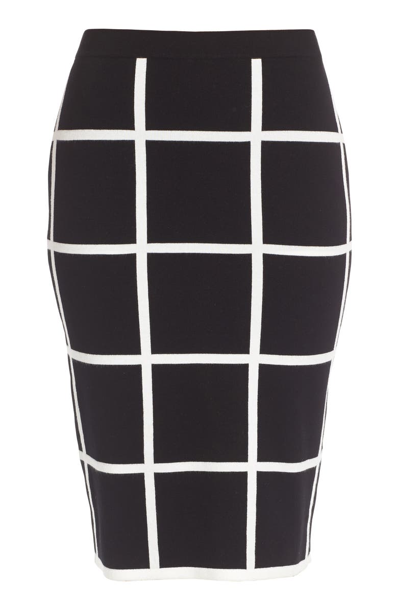 Windowpane Sweater Knit Skirt, Alternate, color, RICH BLACK