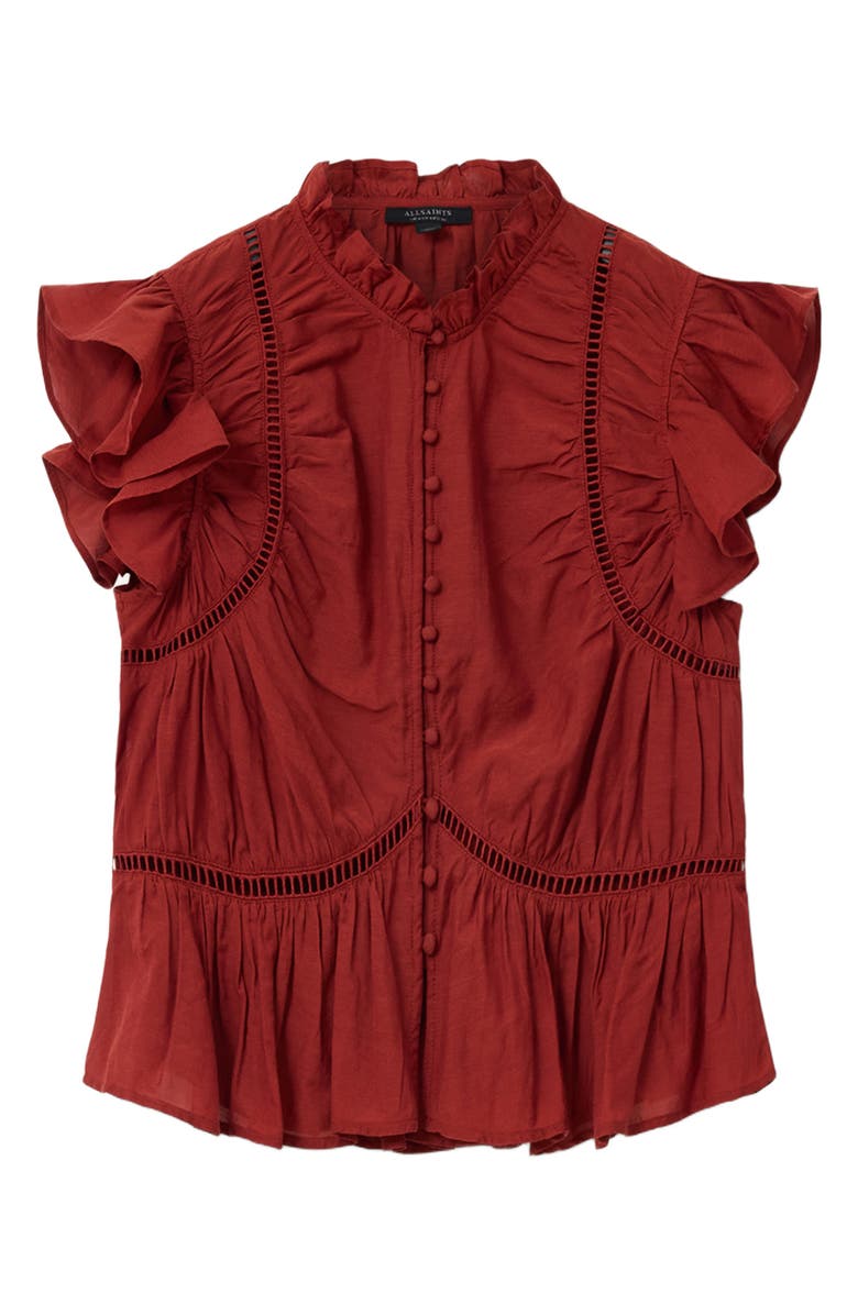 AllSaints Lima Ruffle Top, Alternate, color, Paprika Red