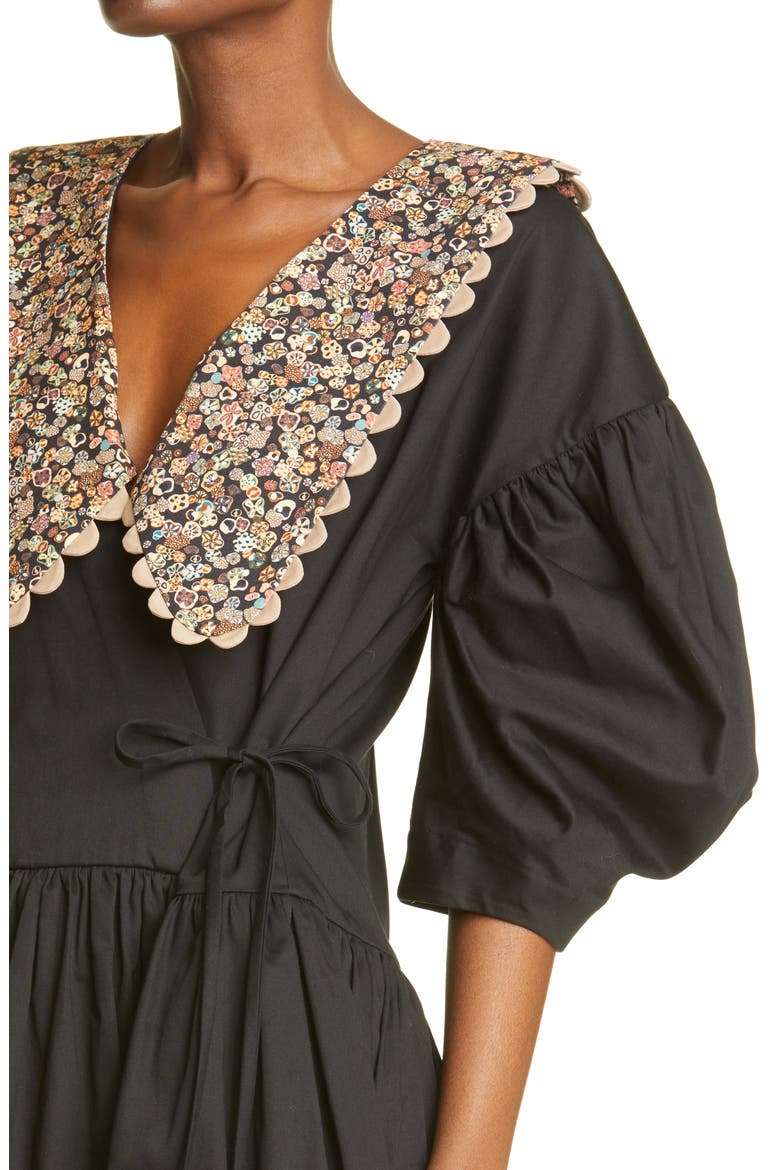 Victoria Wrap Dress with Overlay, Alternate, color, BLACK
