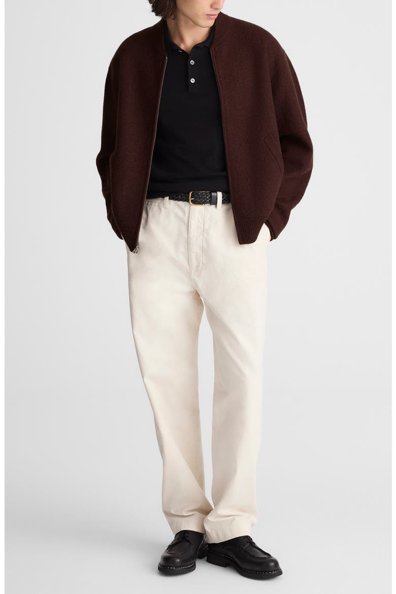 Boiled Wool Baseball Sweater Jacket, Alternate, color, ESPRESSO BEAN
