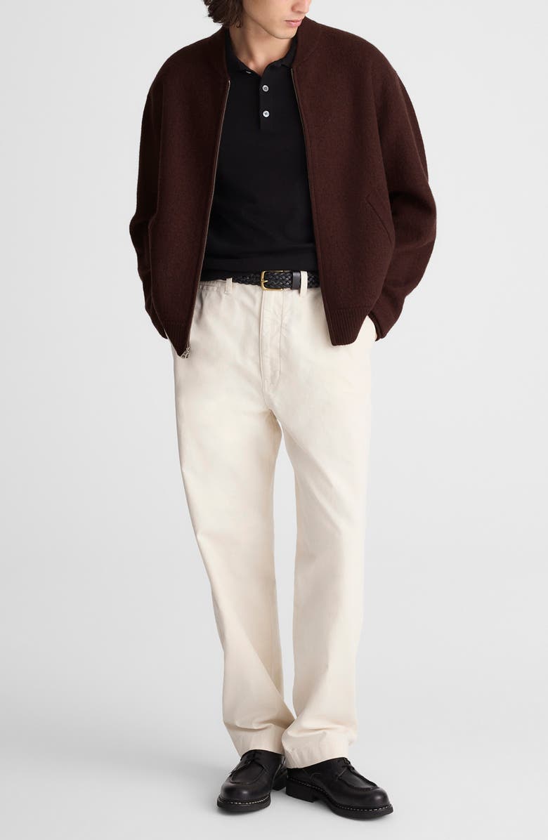 Madewell Boiled Wool Baseball Sweater Jacket, Alternate, color, Espresso Bean
