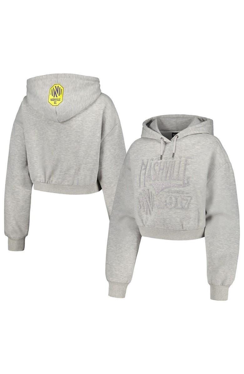 THE WILD COLLECTIVE Women's The Wild Collective Heather Gray Nashville SC Cropped Pullover Hoodie, Main, color, Heather Gray