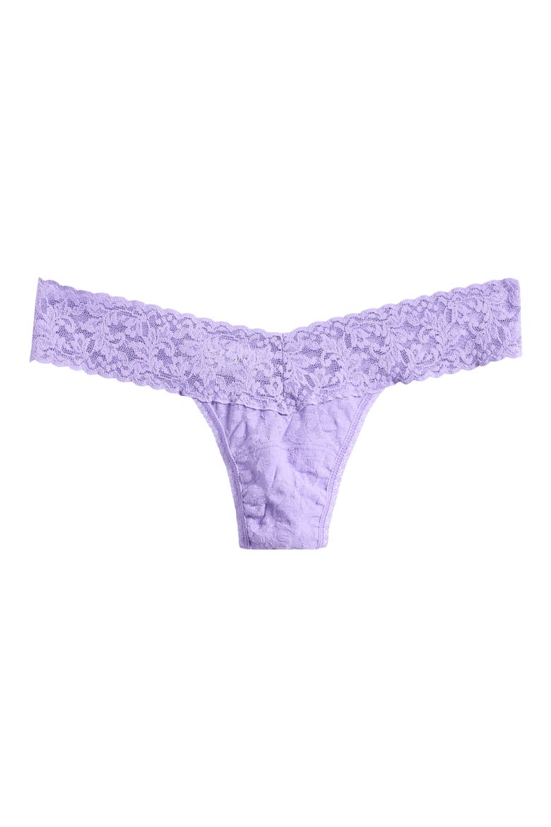 Signature Lace Low Rise Thong, Alternate, color, LOVE POTION PURPLE