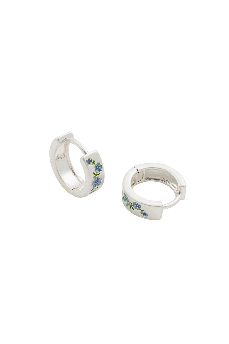 Forget-Me-Not Mini Hoop Earrings Silver, Alternate, color, Blue & Silver