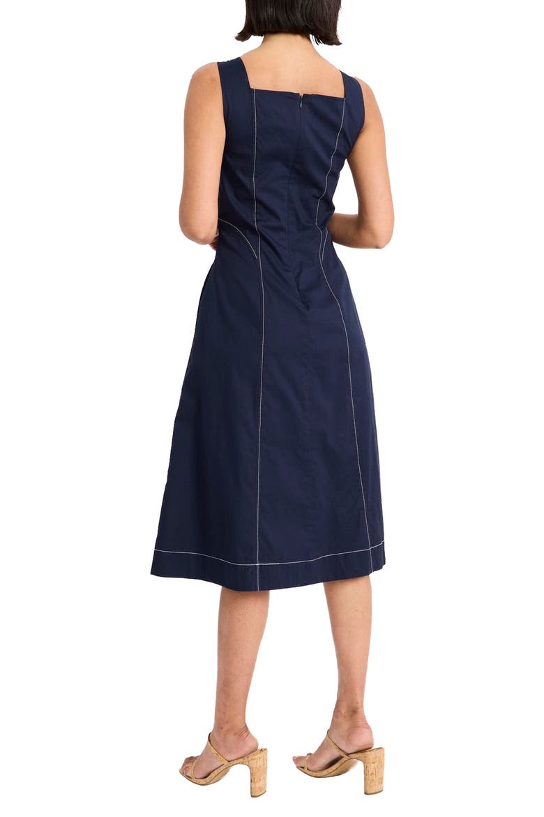 Sleeveless Stretch Cotton A-Line Midi Dress, Alternate, color, NAVY BLAZER
