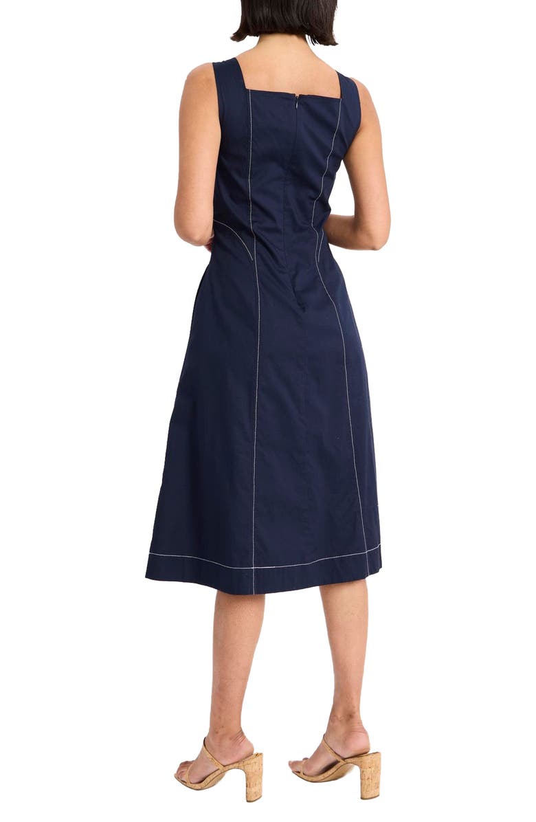 Maggy London Sleeveless Stretch Cotton A-Line Midi Dress, Alternate, color, Navy Blazer