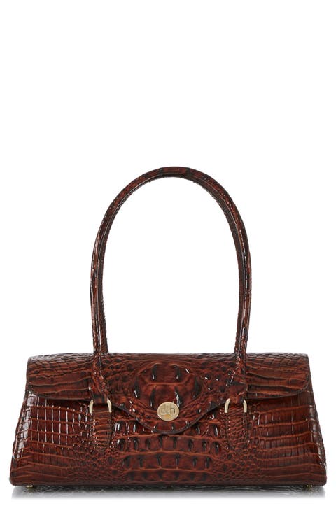 Dayan Croc Embossed Leather Satchel