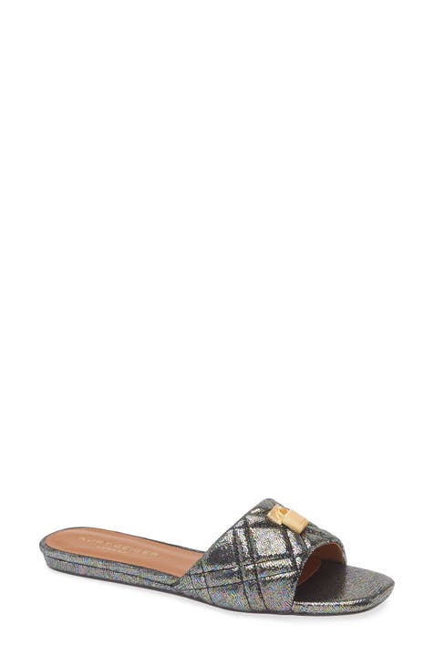 Brixton Metallic Leather Slide Sandal (Women)