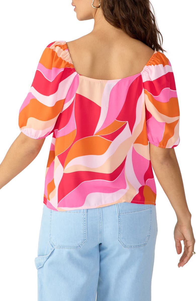 Sanctuary Print Bubble Sleeve Blouse, Alternate, color, Solar Kiss