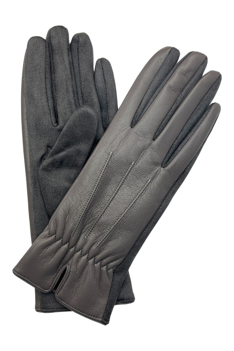 Faux Leather Gloves, Main, color, GREY