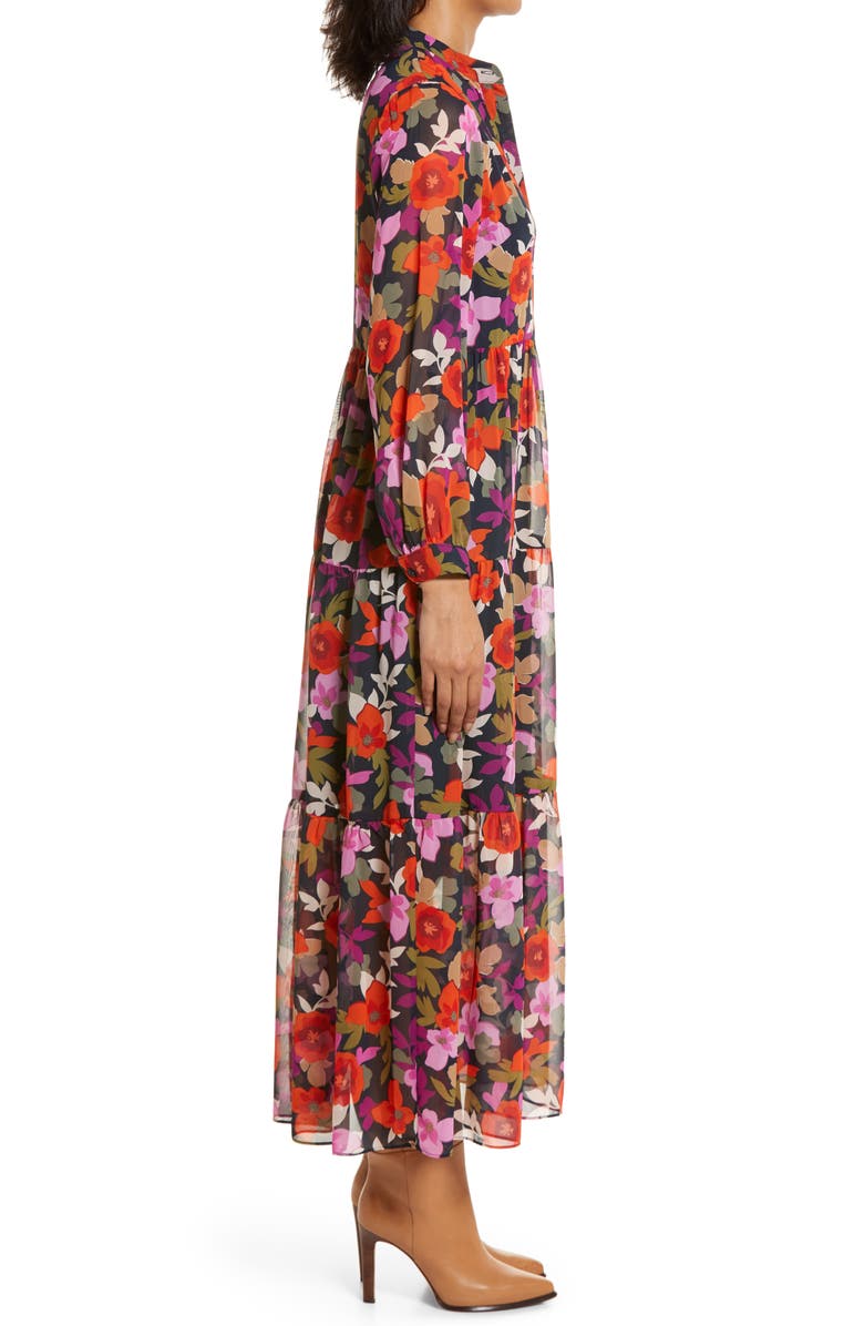 Maggy London Bold Floral Long Sleeve Maxi Shirtdress, Alternate, color,