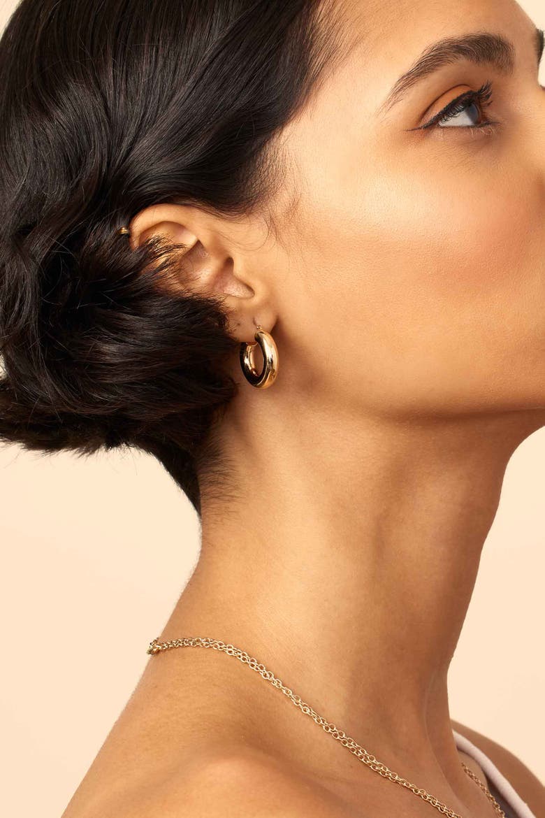 14K Gold Everything Bold Midi Hoops, Alternate, color, Yellow Gold