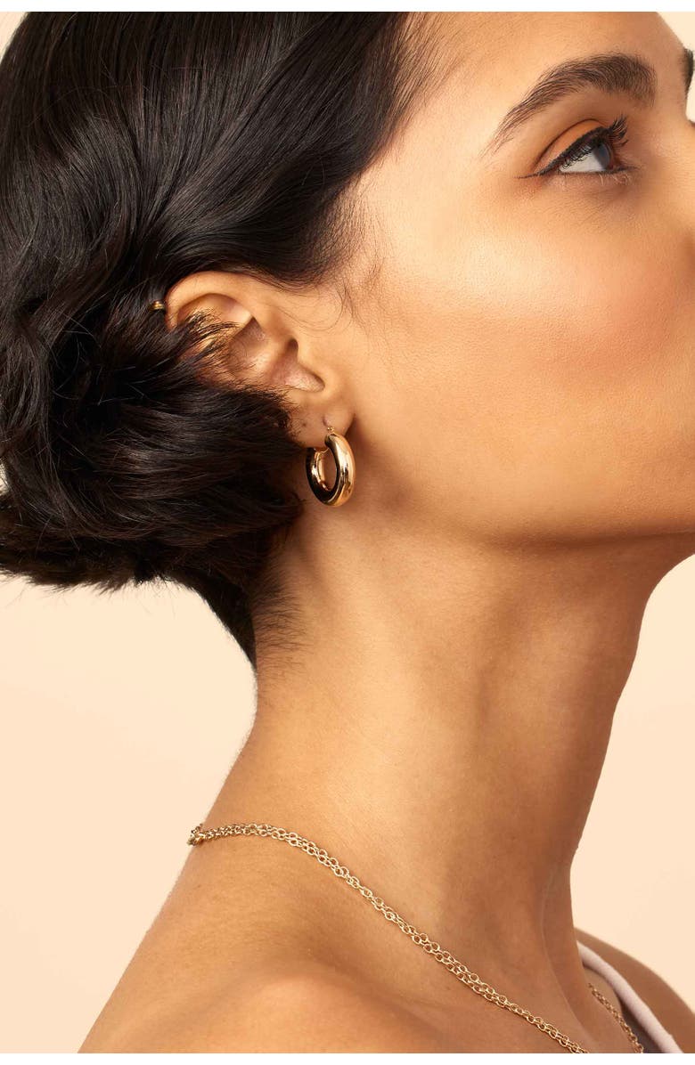 Oradina 14K Gold Everything Bold Midi Hoops, Alternate, color, Yellow Gold