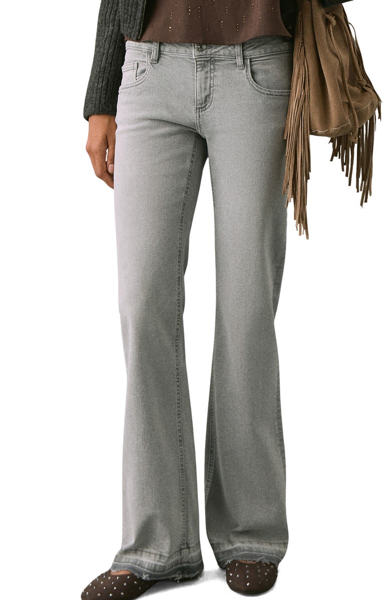 MANGO TEEN Release Hem Low Rise Flare Jeans, Main, color, Denim Grey