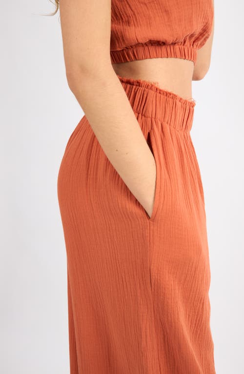 Viens Avec Moi Crinkle Cotton Gauze Wide Leg Pants