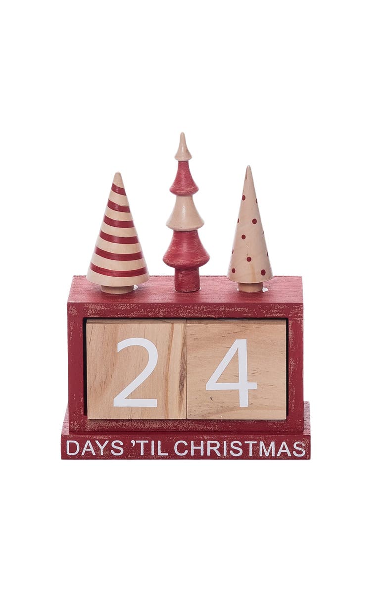 Transpac Multicolor Rustic Christmas Tree Advent Calendar Set of 3, Main, color, Red