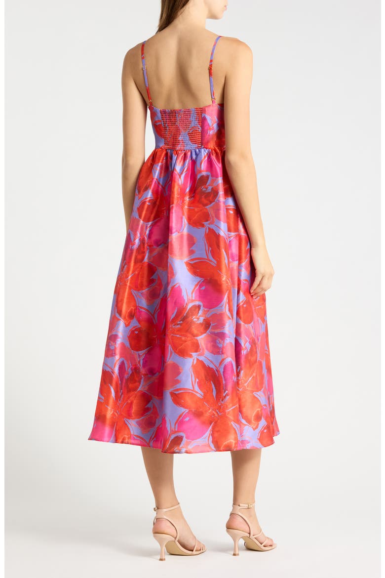 Brixton Floral Empire Waist Fit & Flare Midi Dress, Alternate, color, PURPLE WATERCOLOR GARDENIA